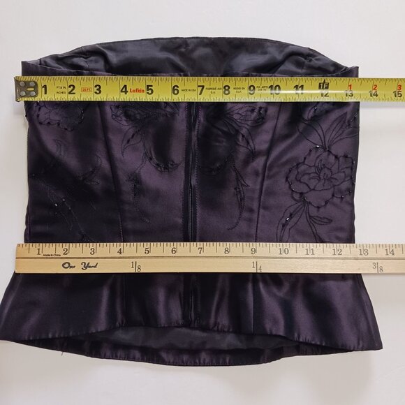 VTG Ann Taylor Purple Silk Strapless Embroidered Satin 2 PC Gown Beaded 0P - Picture 15 of 16